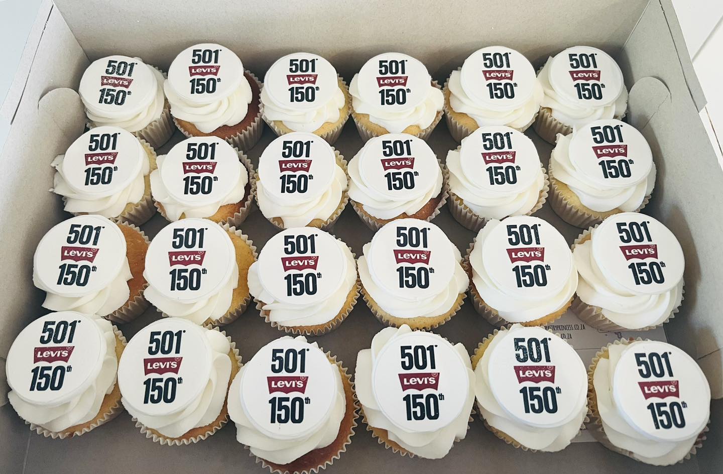 480 corporate cupcakes for Levi's as part of their 150th birthday, corporate cupcakes, cupcakes, cape town cupcakes, novelty cupcakes, birthday cupcakes, southern peninsula, baby shower cupcakes